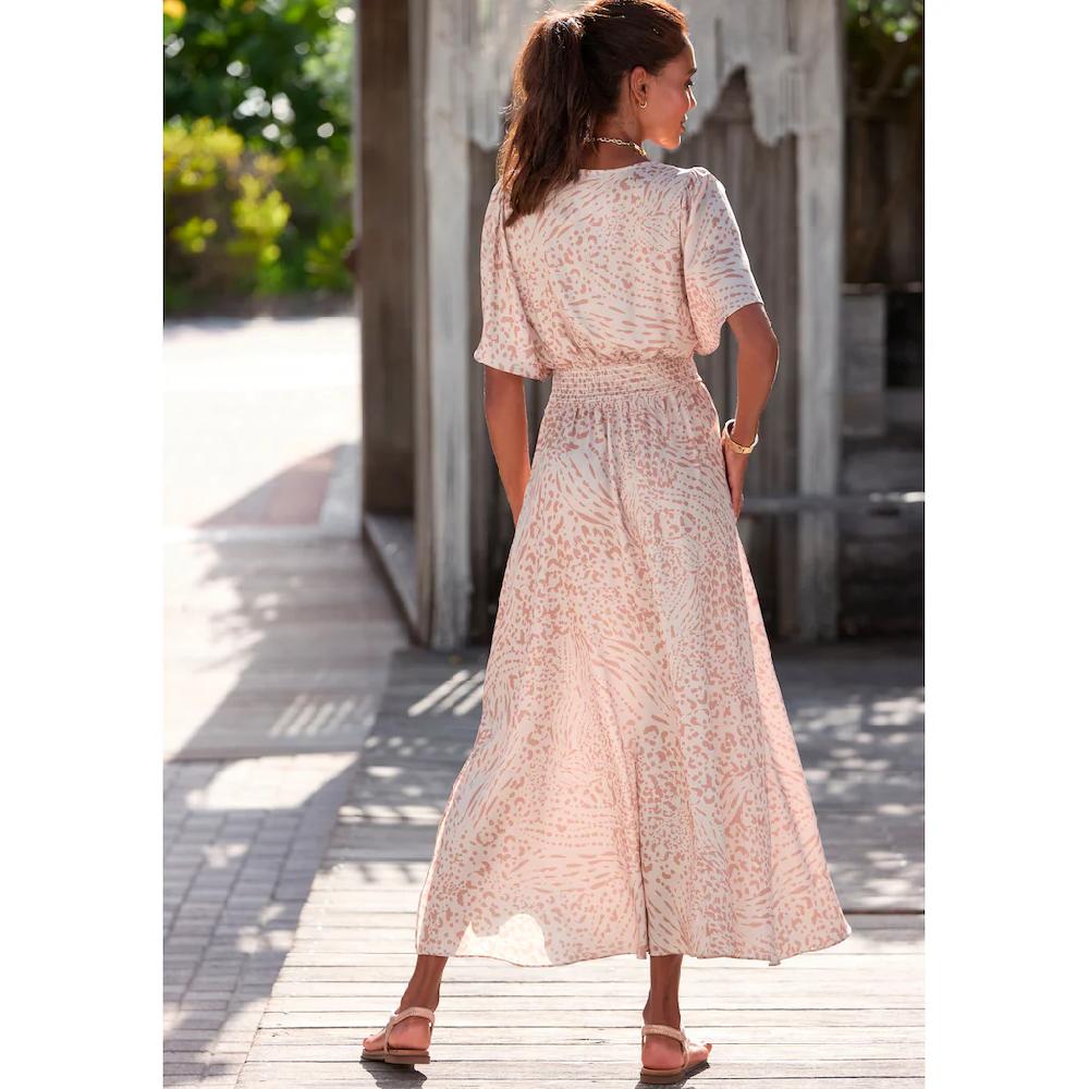 LASCANA Maxikleid mit Animalprint luftiges Sommerkleid mit Schlitzen Exklusive Angebote