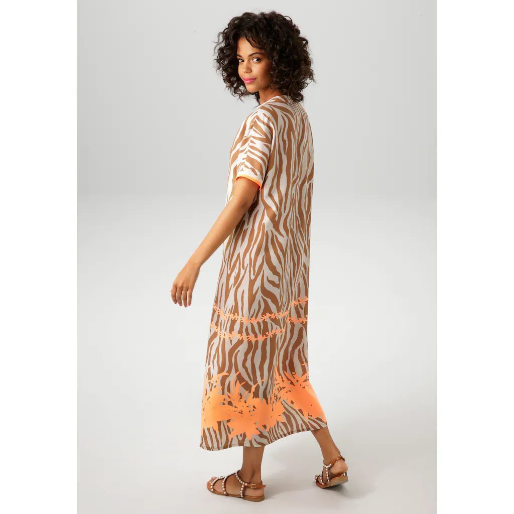 Aniston CASUAL Sommerkleid mit Zebrastreifen und extravagantem Bordüren-Druck - NEUE KOLLEKTION Räumungsverkauf