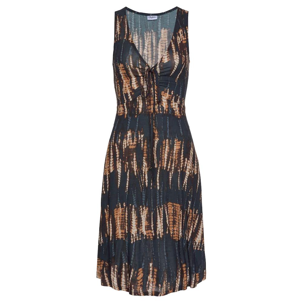 Buffalo Jerseykleid mit Alloverdruck und Bindeband Trägerkleid Strandkleid sommerlich Letzte 2 Tage