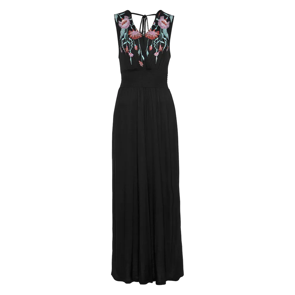 Buffalo Maxikleid mit Druck am Vorderteil und Bindeband hinten Sommerkleid casual-chic Vierteljährliche Förderung