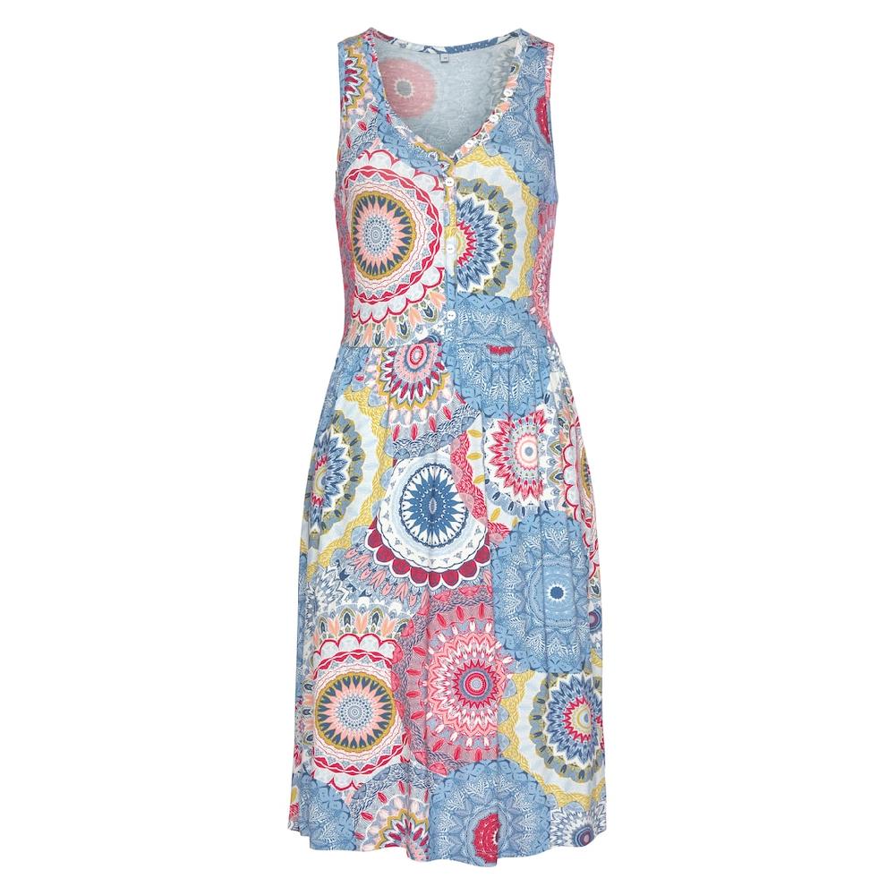 Vivance Jerseykleid mit Alloverdruck und V-Ausschnitt farbenfrohes Sommerkleid Kostenloser Versand international