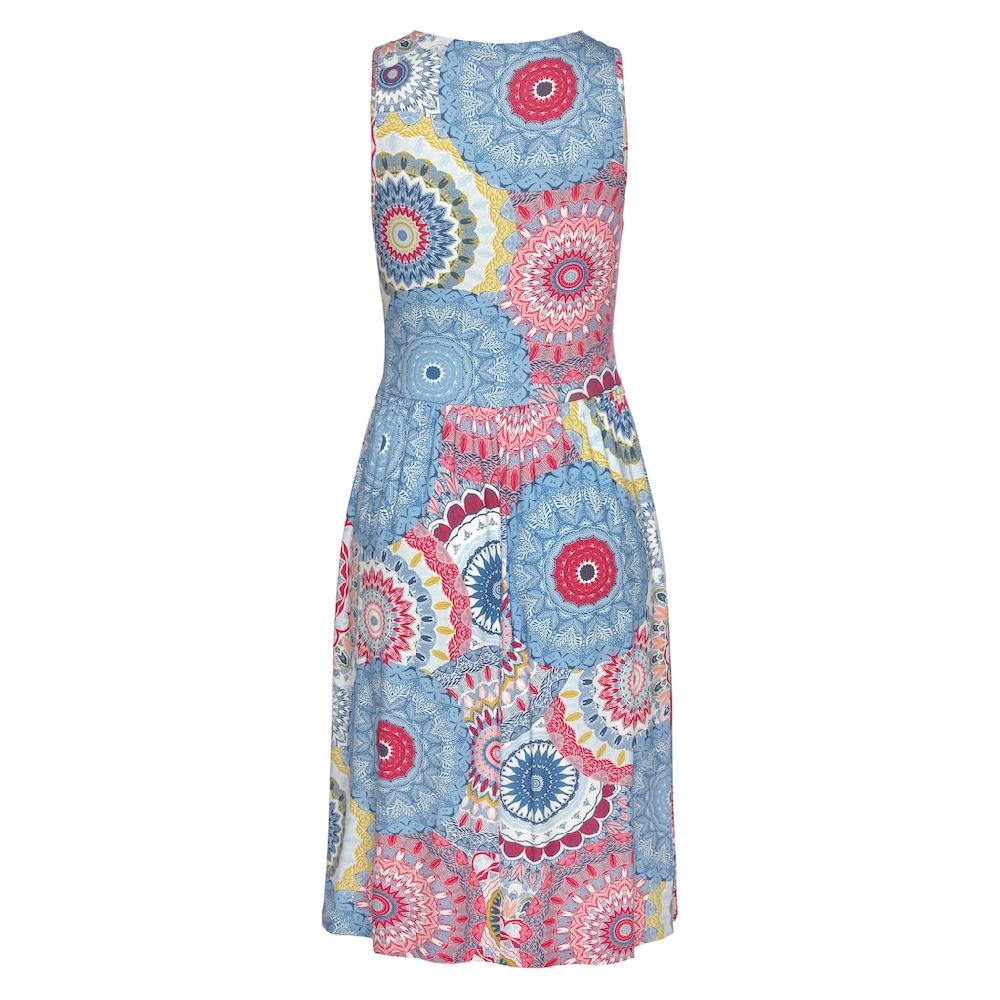 Vivance Jerseykleid mit Alloverdruck und V-Ausschnitt farbenfrohes Sommerkleid Kostenloser Versand international