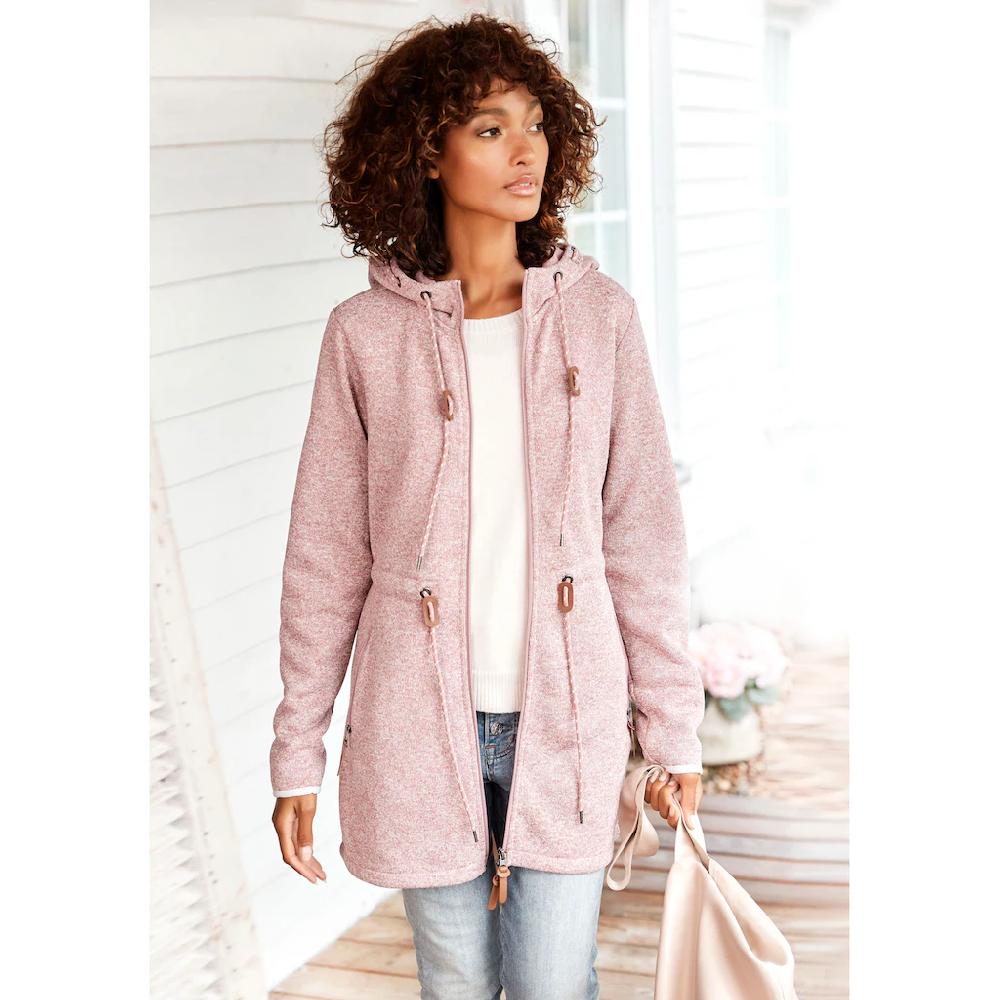 LASCANA Fleecejacke mit Kapuze mit Kapuze