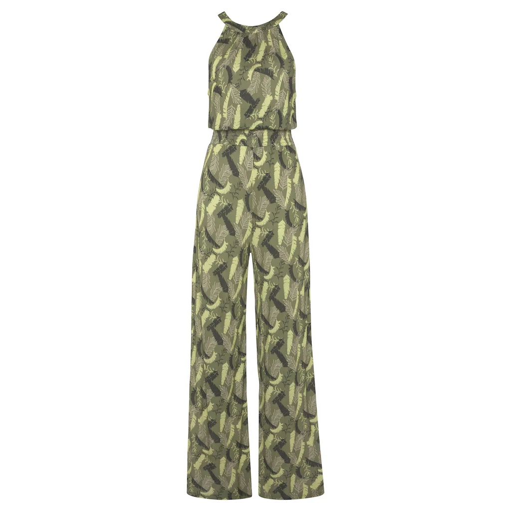 s.Oliver Overall mit Blätterdruck und breitem Smokeinsatz sommerlicher Jumpsuit Günstig kaufen
