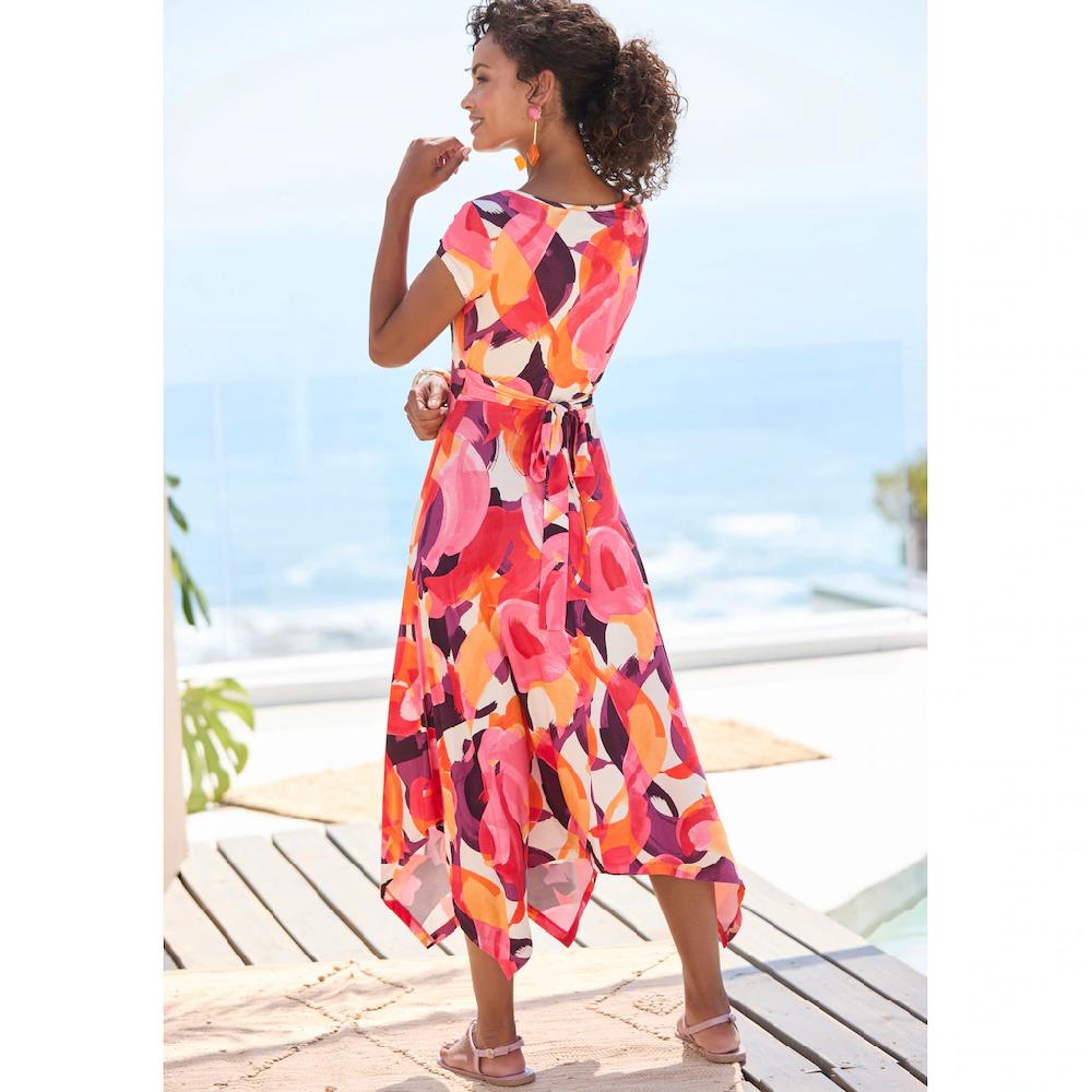 Vivance Midikleid mit Alloverdruck luftiges Sommerkleid in Wickeloptik Strandkleid Flash Sale