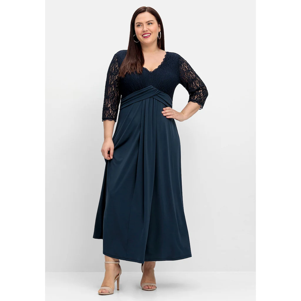Sheego Abendkleid »Große Größen« mit Oberteil aus floraler Spitze