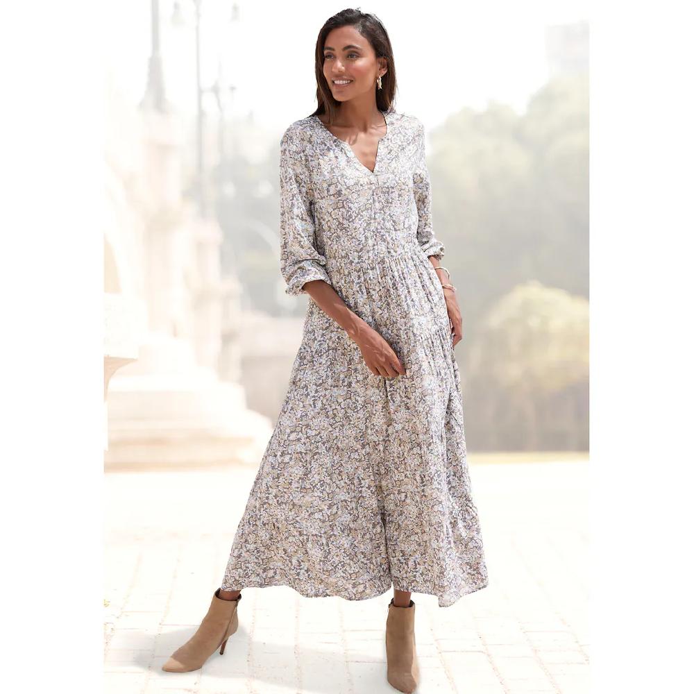 Vivance Maxikleid mit Alloverprint und Volants langärmlig Druckkleid casual-chic Exklusive Angebote