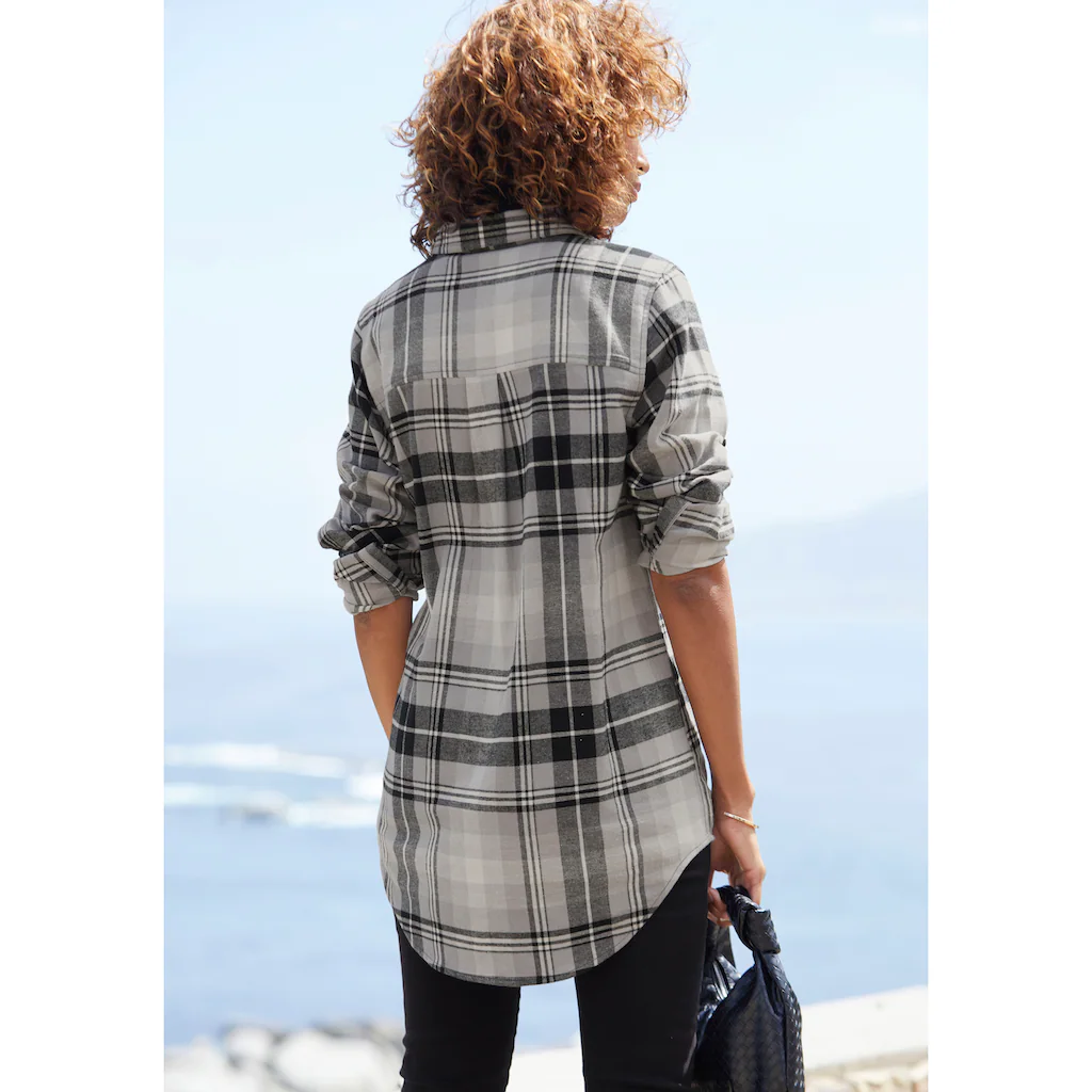 Buffalo Hemdbluse aus weichem Flanell mit Blusenkragen Flanellhemd Karobluse Bis zu 60% Rabatt