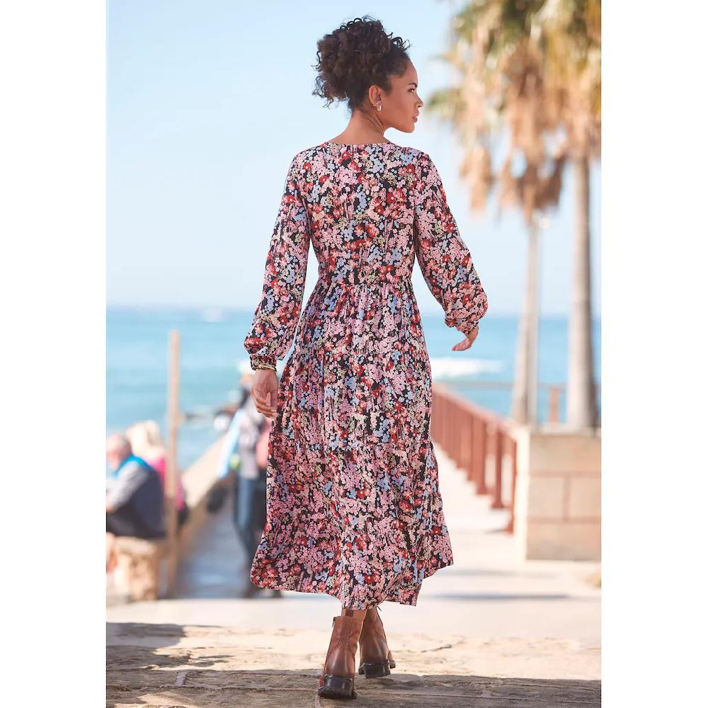 LASCANA Maxikleid mit Blümchenprint und V-Ausschnitt Sommerkleid Kostenloser Versand international