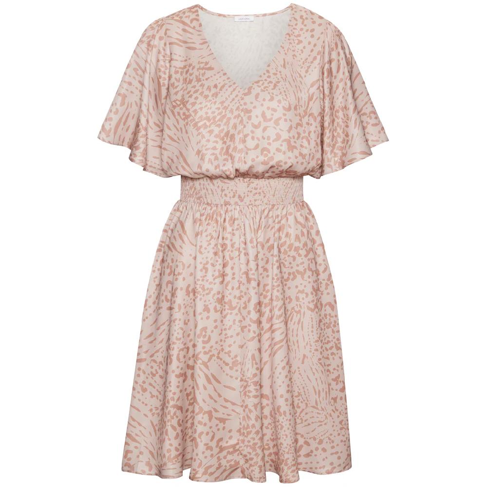 LASCANA Sommerkleid mit Animalprint und Fledermausärmeln Satinoptik elastisch Outlet