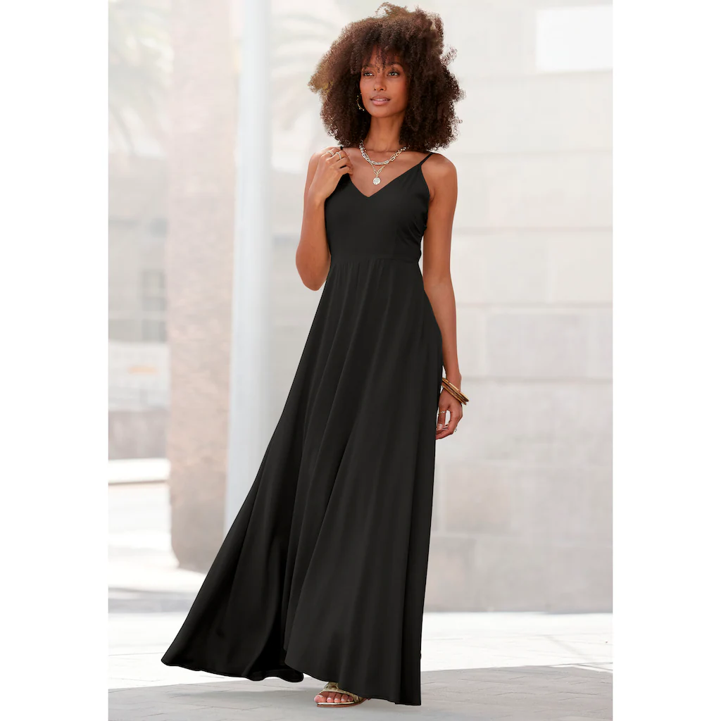 LASCANA Maxikleid aus gewebter Viskose Cut-Out am Rücken Sommerkleid