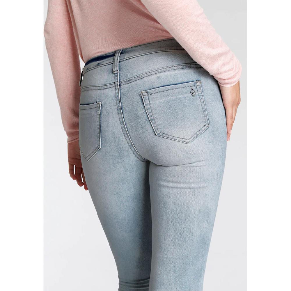Tamaris Skinny-fit-Jeans schmale Beinform normale Leibhöhe 5-Pocket-Form Used-Waschung Fabrik Onlineshop