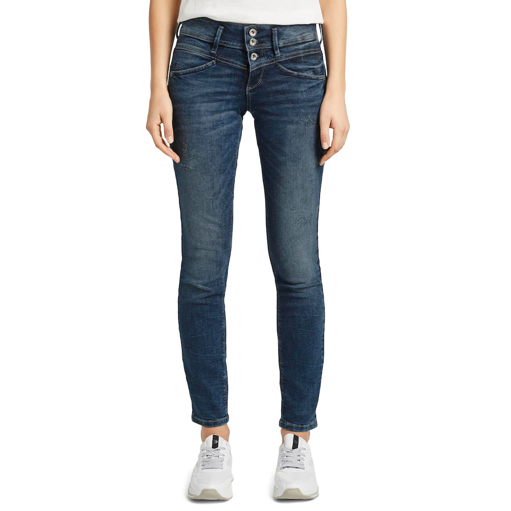 TOM TAILOR Slim-fit-Jeans »Alexa Slim« mit Knopfleiste und dekorativ gesteppter Passe