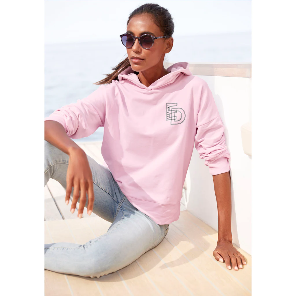 Elbsand Kapuzensweatshirt mit großem Logodruck auf dem Rücken bequemer Hoodie aus Baumwolle