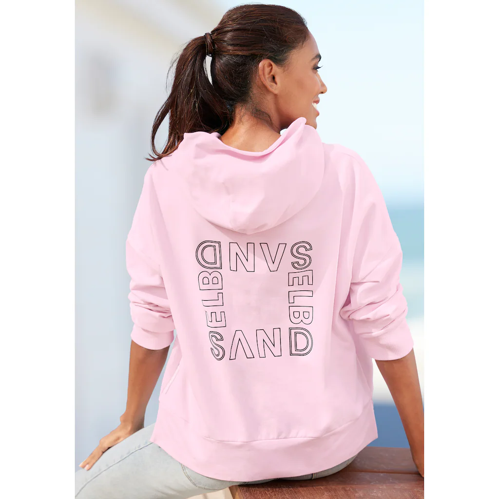 Elbsand Kapuzensweatshirt mit großem Logodruck auf dem Rücken bequemer Hoodie aus Baumwolle Rabatt