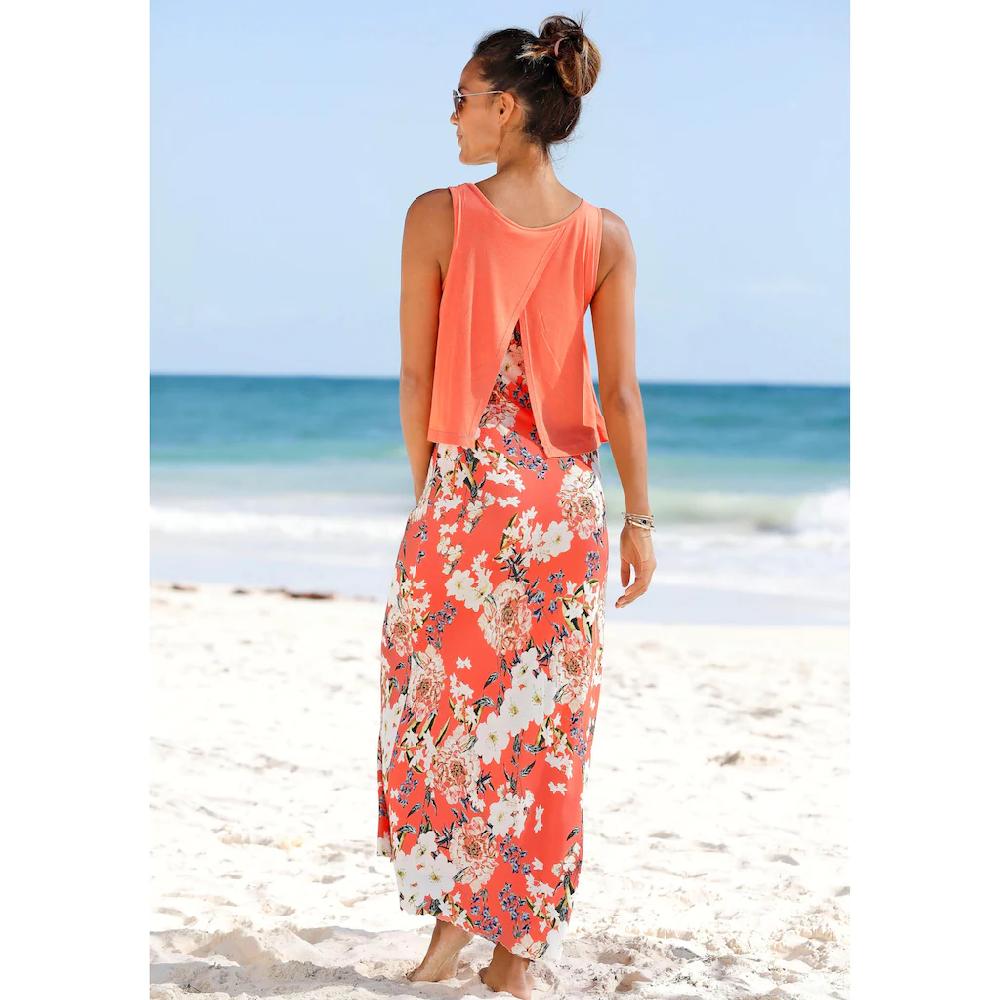 s.Oliver Maxikleid im Lagen-Look mit Blumenprint Sommerkleid Strandkleid Versandkostenfrei