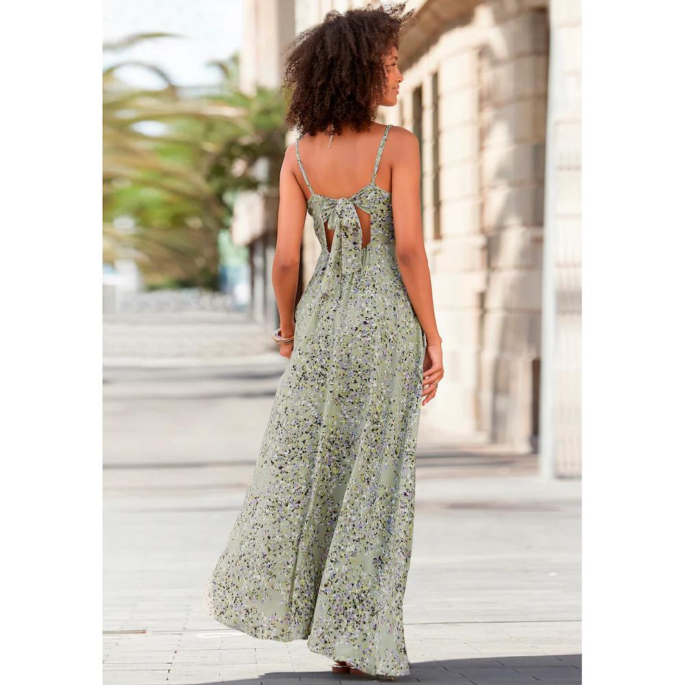 LASCANA Maxikleid aus gewebter Viskose Cut-Out am Rücken Chiffon-Qualität Sommerkleid Begrenztes Angebot