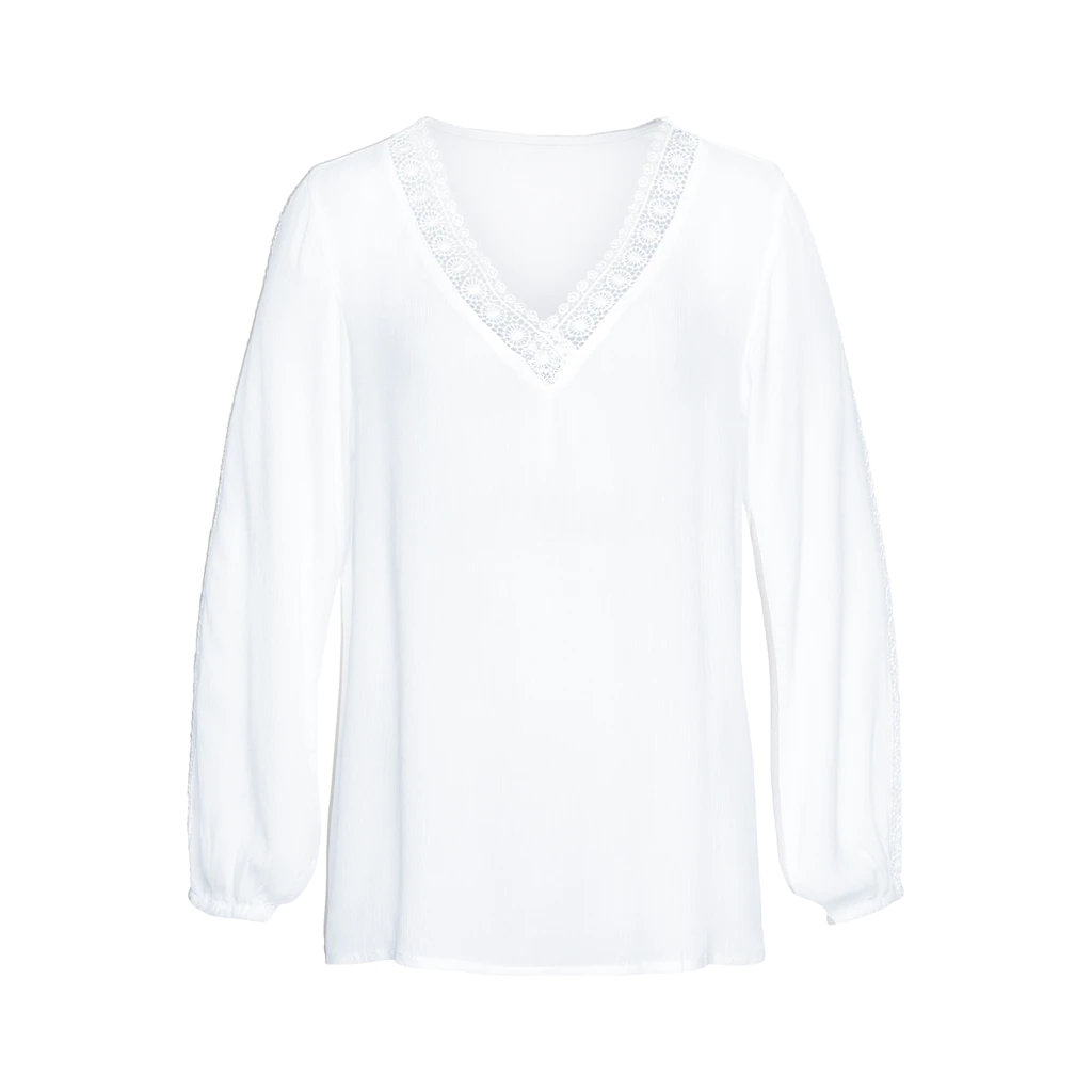 Vivance Crinklebluse mit Spitzeneinsätzen sommerliche Damenbluse Langarmbluse Zeitlich begrenztes Angebot