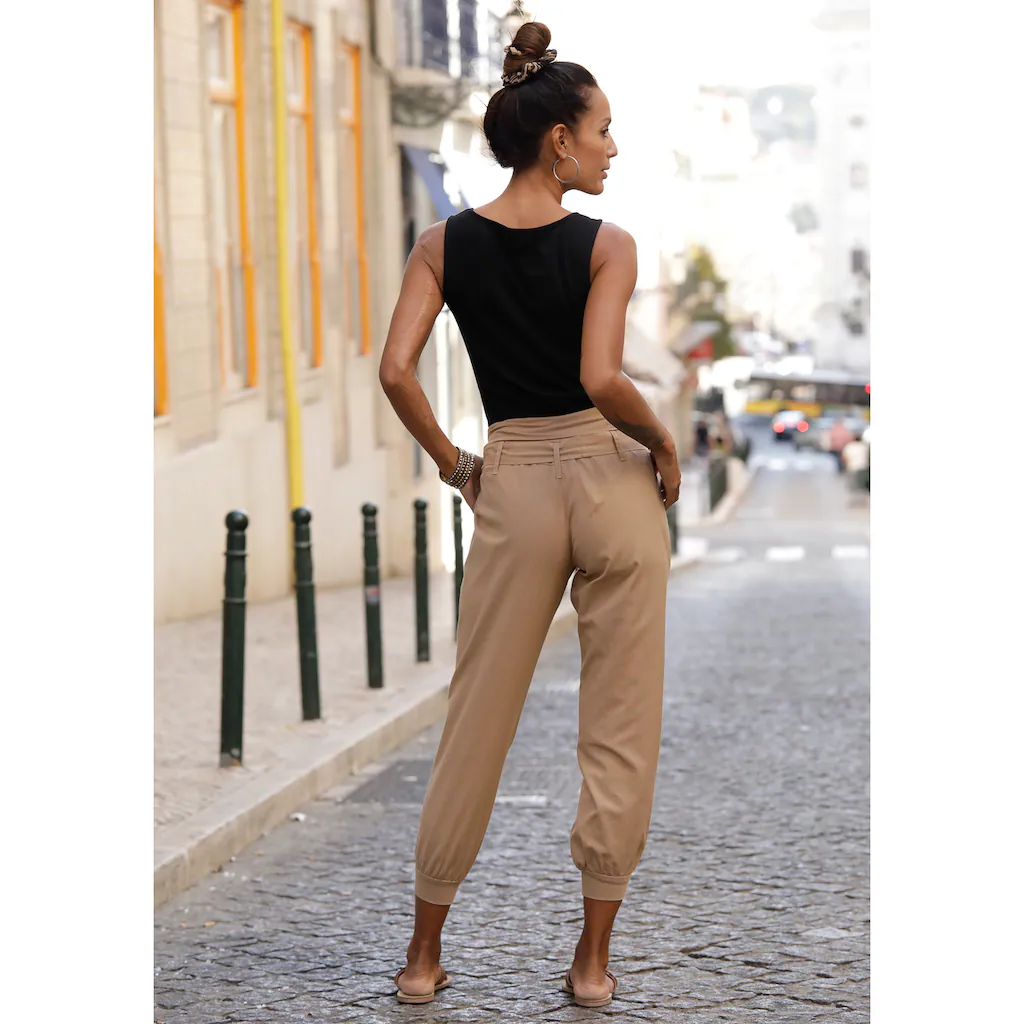 Buffalo Strandhose aus Leinen-Mix Leinenhose Sommerhose Strandmode Blitzangebot