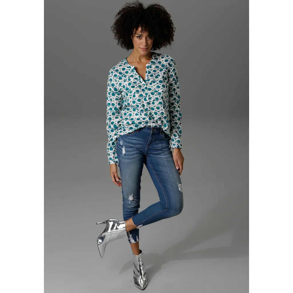 Aniston CASUAL Schlupfbluse mit krempelbaren Ärmeln Neueste Stile