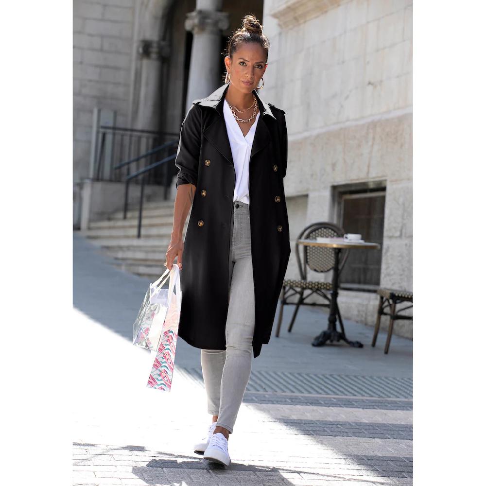 LASCANA Trenchcoat (mit Bindegürtel) zum Regulieren leichter Damenmantel ohne Futter casual-chic Super Rabatt