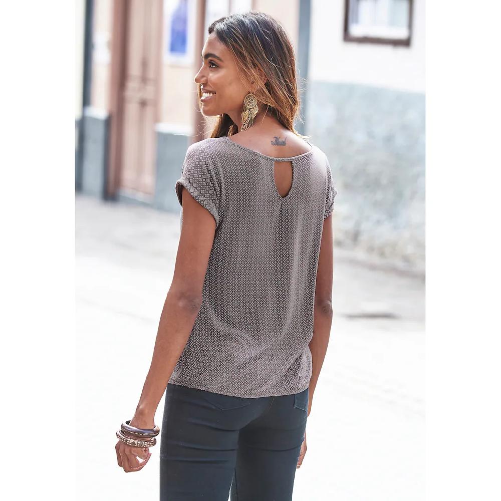 LASCANA Kurzarmshirt »mit modischem Cut-Out« (2er-Pack) aus weichem Viskose-Stretch Black Friday