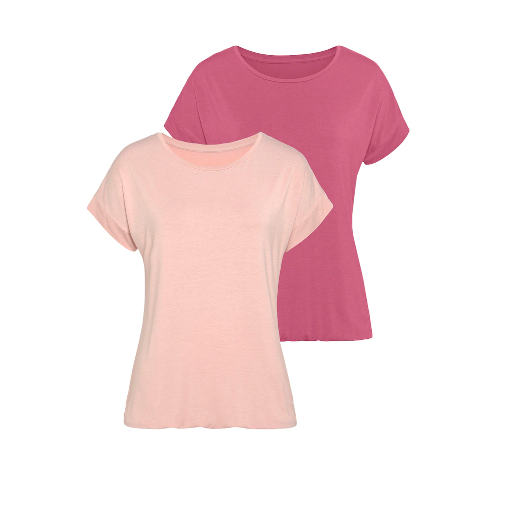 Vivance Kurzarmshirt »mit Gummizug im Bund« (2er-Pack) aus weichem Viskose-Stretch