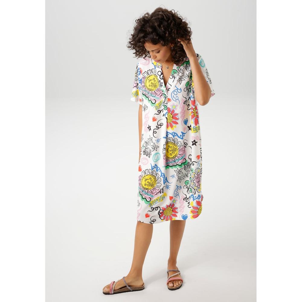 Aniston CASUAL Sommerkleid mit farbenfrohem kunstvollen Druck - NEUE KOLLEKTION Top Angebot