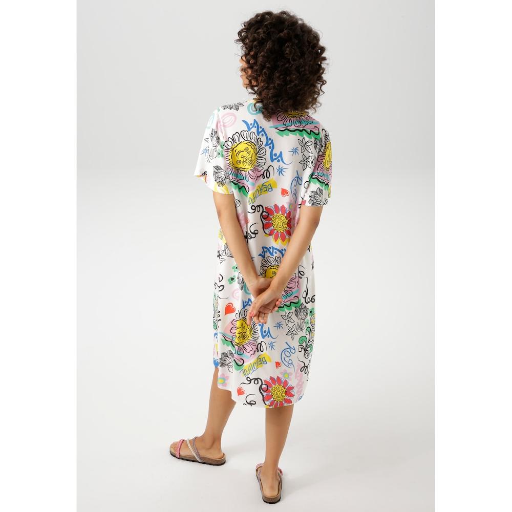 Aniston CASUAL Sommerkleid mit farbenfrohem kunstvollen Druck - NEUE KOLLEKTION Top Angebot