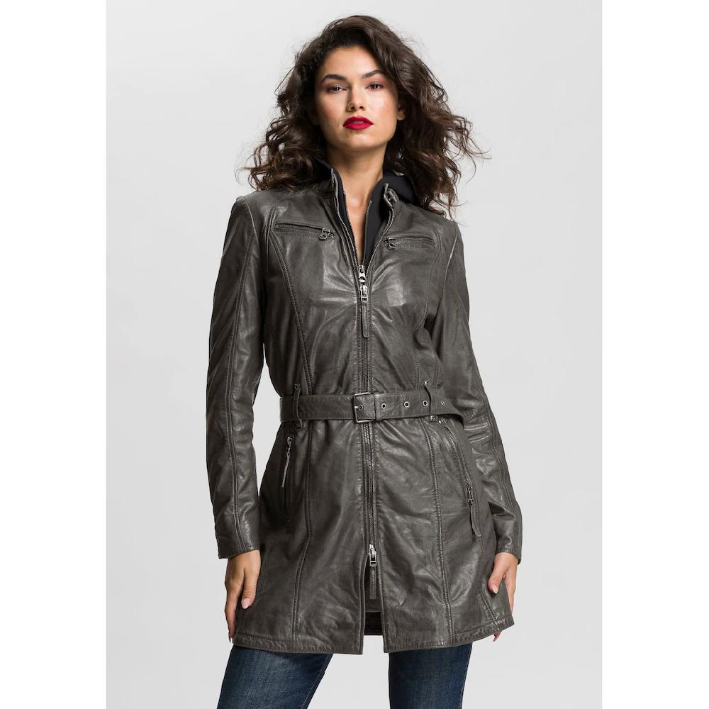 Mauritius Ledermantel »BENTE2« (mit Gürtel) lange Lederjacke mit Gürtel & abnehmbarem Kapuzen-Inlay