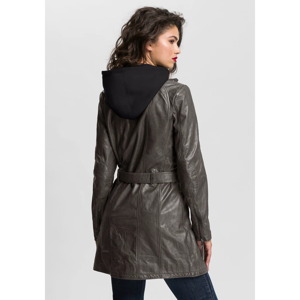 Mauritius Ledermantel »BENTE2« (mit Gürtel) lange Lederjacke mit Gürtel & abnehmbarem Kapuzen-Inlay Räumungsverkauf