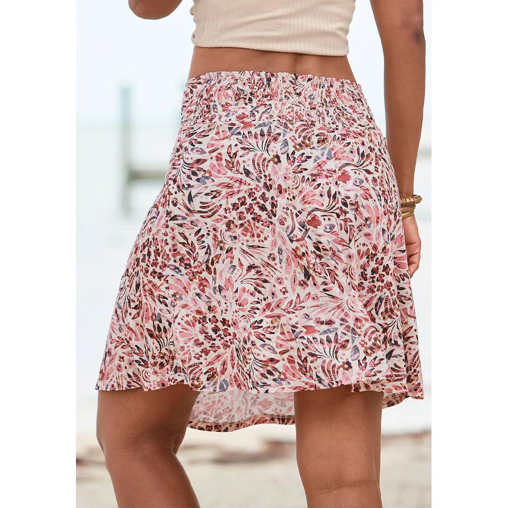 Vivance Jerseyrock mit Blumendruck Minirock Sommerrock Tägliche Deals