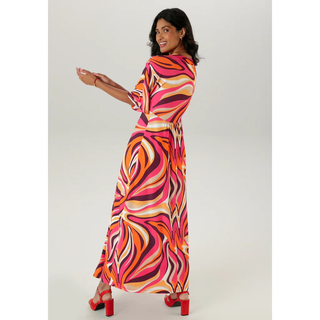Aniston SELECTED Maxikleid mit weiten 3/4-langen Ärmeln - NEUE KOLLEKTION Sonderangebote