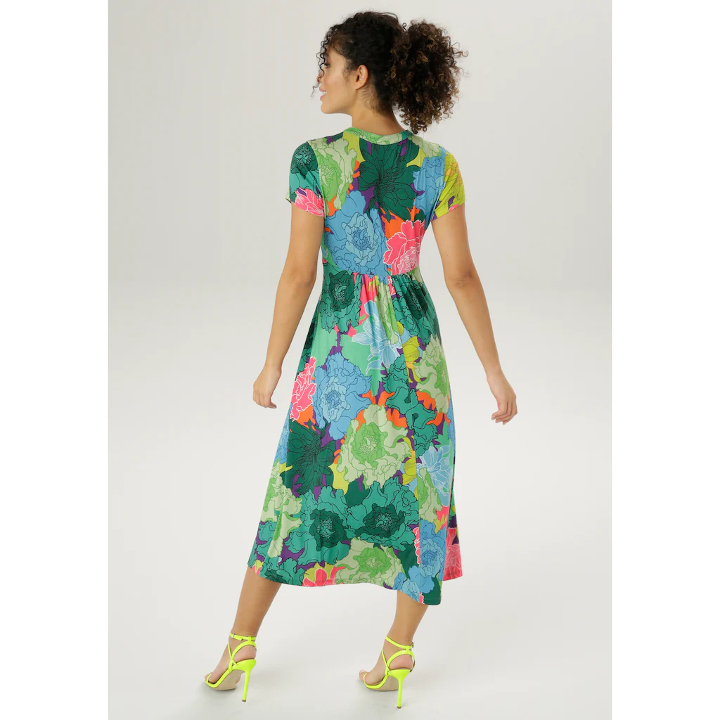 Aniston CASUAL Sommerkleid mit großflächigem graphischem Blumendruck VIP-Rabatte