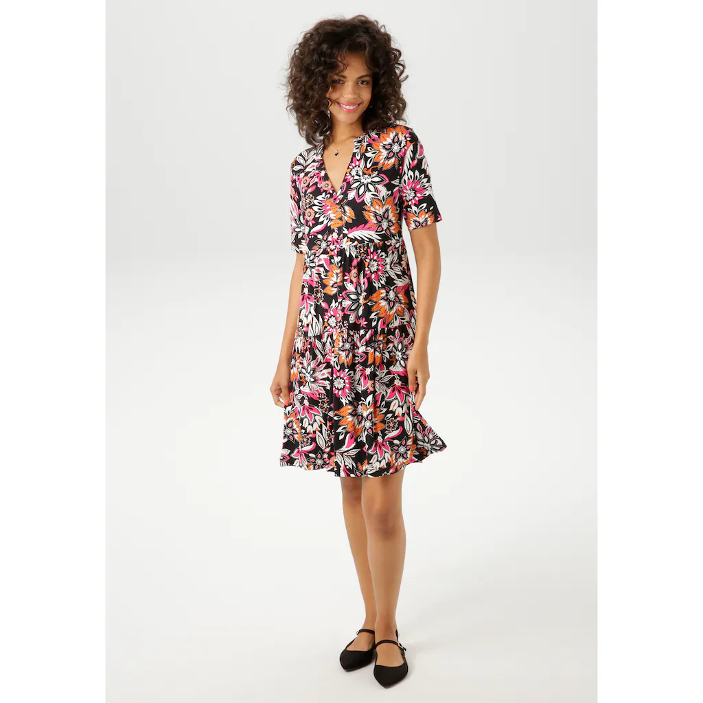 Aniston CASUAL Sommerkleid mit extravagantem Blumendruck- jedes Teil ein Unikat - NEUE KOLLEKTION Begrenzte Freigabe