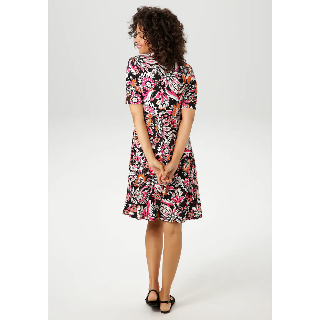 Aniston CASUAL Sommerkleid mit extravagantem Blumendruck- jedes Teil ein Unikat - NEUE KOLLEKTION Begrenzte Freigabe