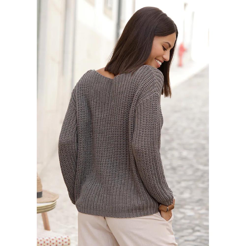 LASCANA Rundhalspullover aus weichem Grobstrick lockerer Strickpullover Damenpullover Bis zu 50% Rabatt