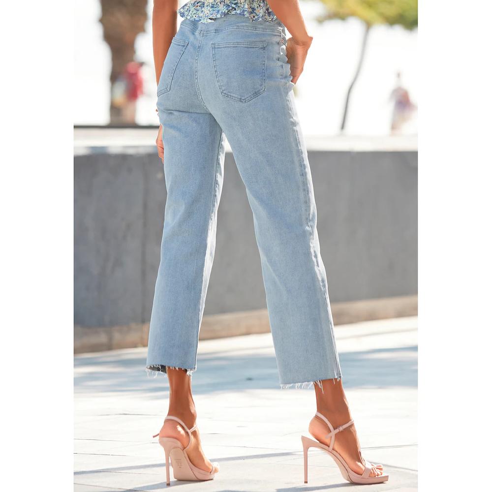 Buffalo Weite Jeans mit leicht ausgefranstem Beinabschluss Culotte Jeans in 7/8-Länge Riesige Rabatte