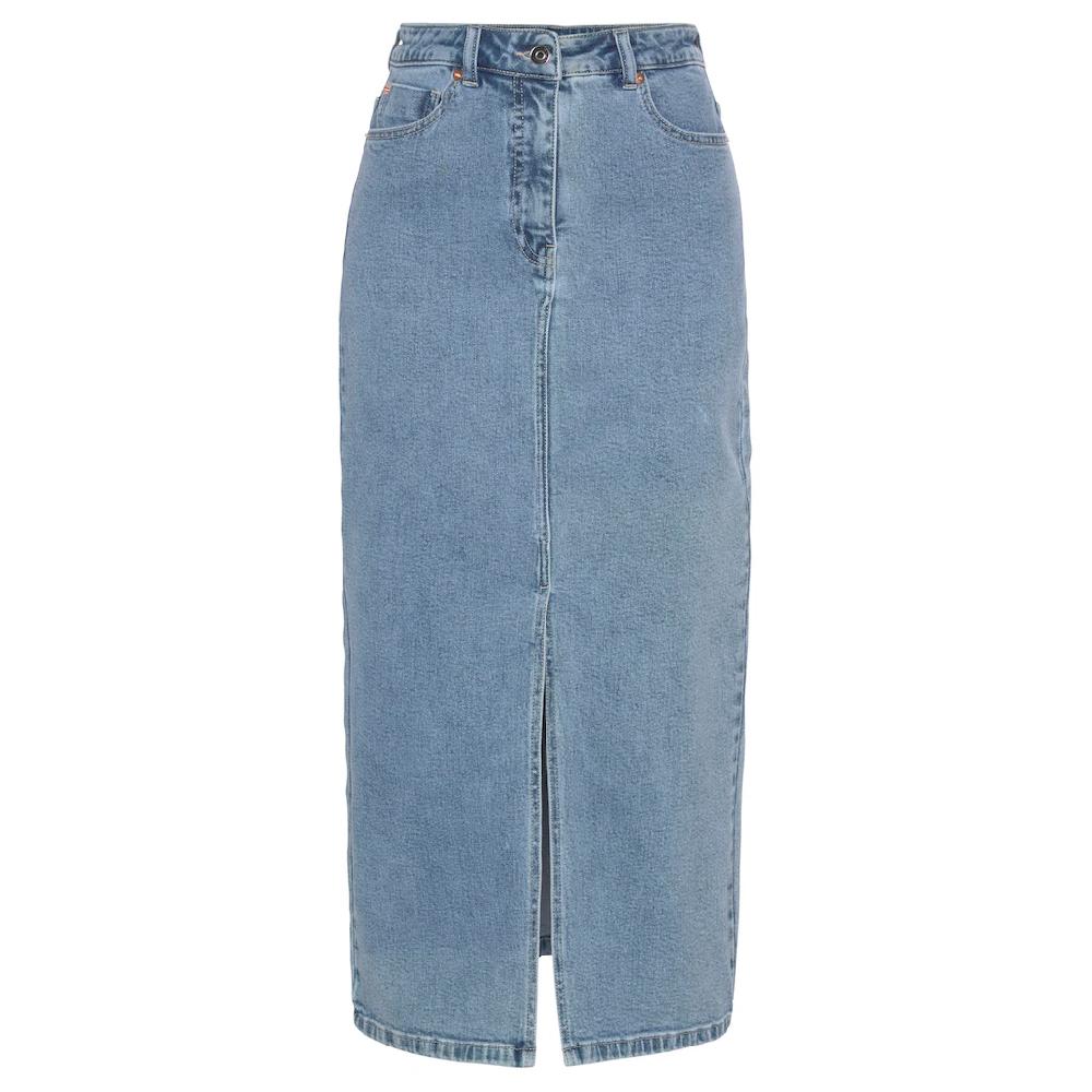 Buffalo Jeansrock in modischer Midilänge elastischer Denimrock mit Schlitz Sommerrock Black Friday Preise
