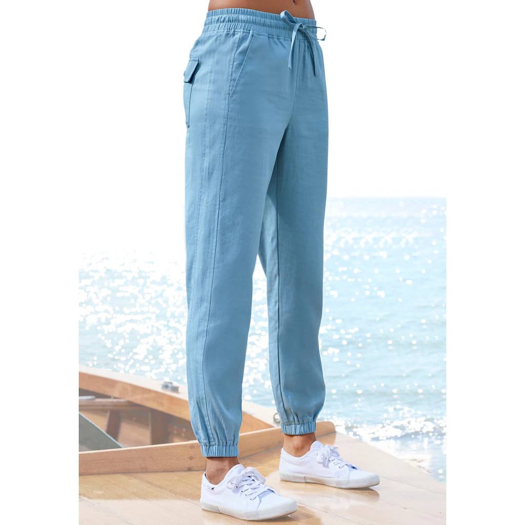 LASCANA Schlupfhose aus Webware elastische Stoffhose mit Taschen