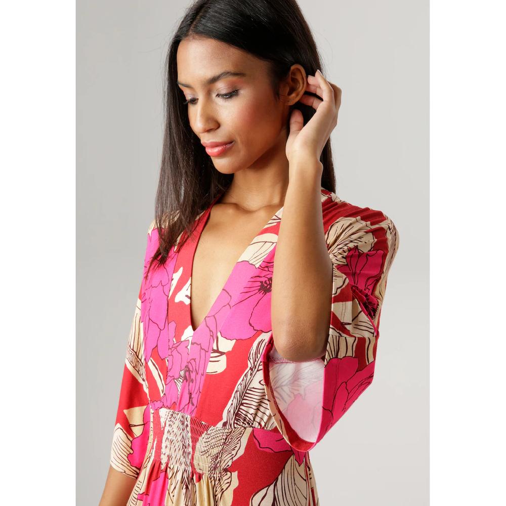 Aniston SELECTED Sommerkleid mit großflächigem Blüten- und Blätterdruck im Angebot