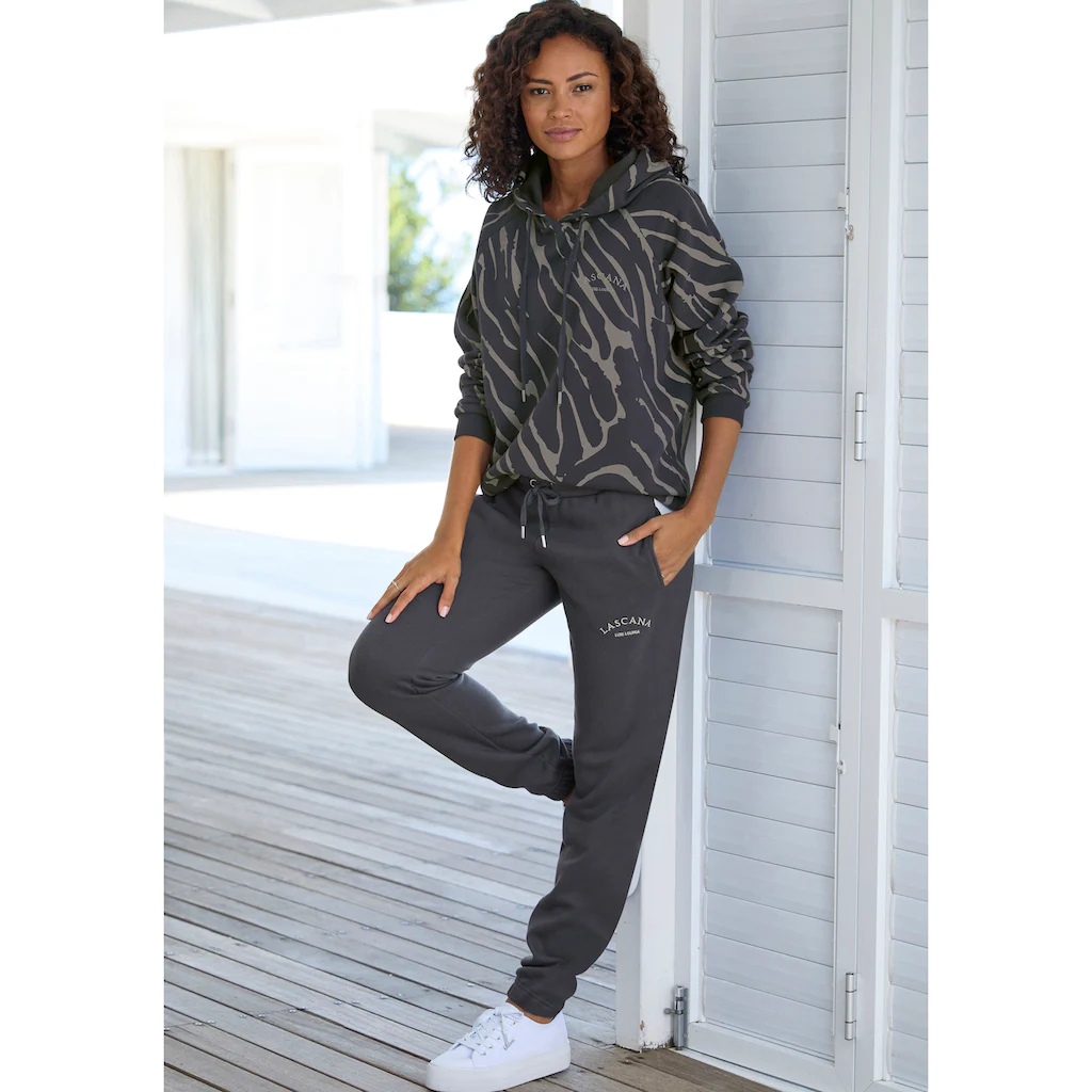 LASCANA Kapuzensweatshirt mit Zebramuster Loungewear Meist gekauft