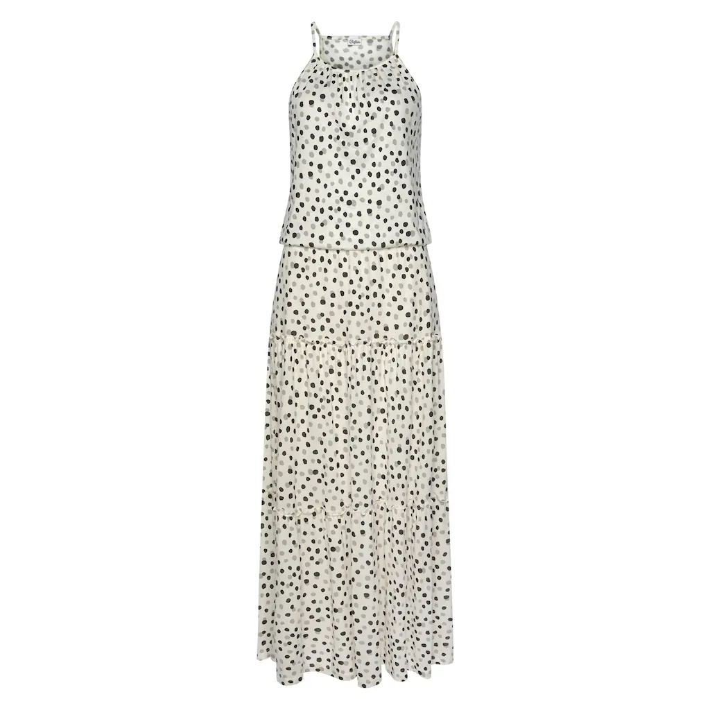 Buffalo Maxikleid mit Pünktchendruck fließendes Sommerkleid Jerseykleid Kostenloser Versand