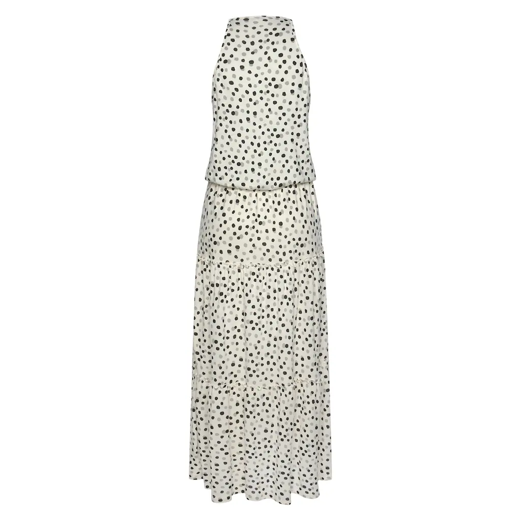 Buffalo Maxikleid mit Pünktchendruck fließendes Sommerkleid Jerseykleid Kostenloser Versand