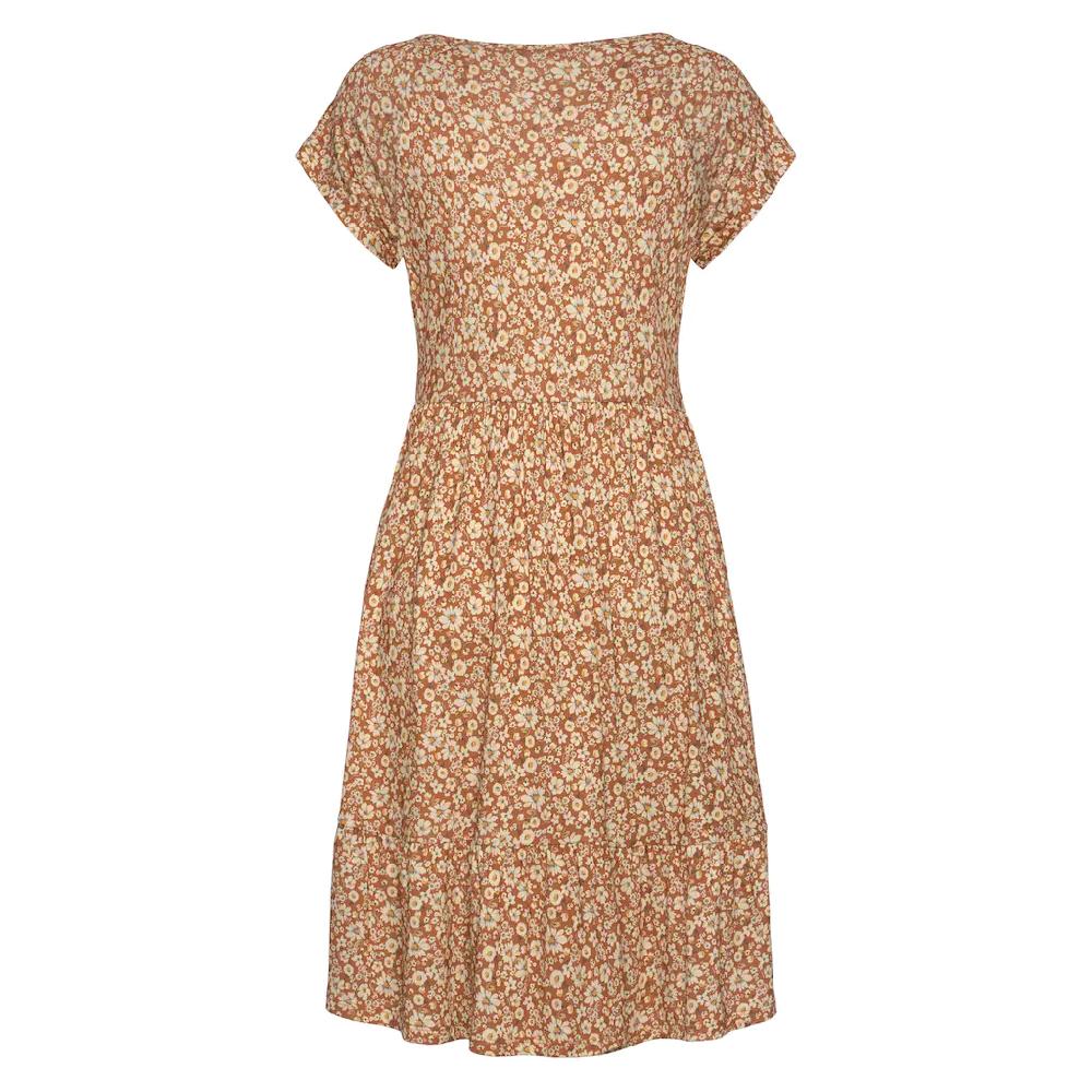 Buffalo Jerseykleid mit Blümchenprint und V-Ausschnitt Sommerkleid Strandkleid Günstig kaufen