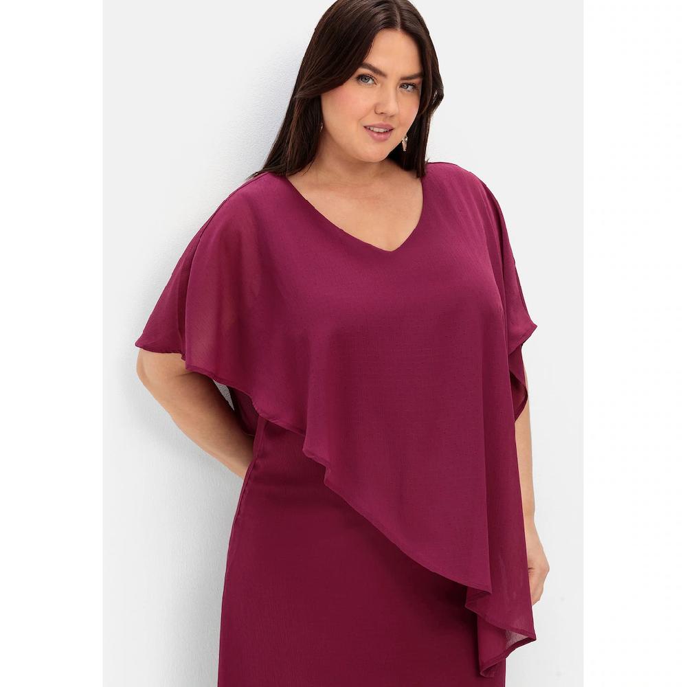 Sheego Cocktailkleid »Große Größen« mit asymetrischem Cape Preisnachlass