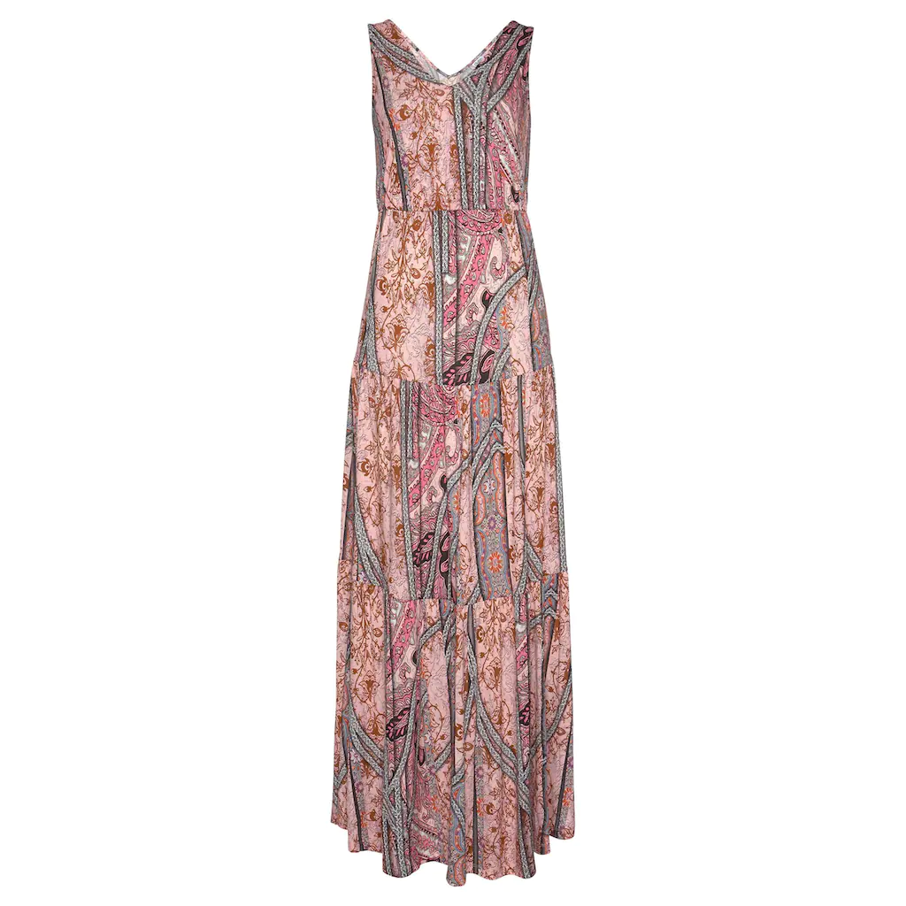 Buffalo Maxikleid mit modischen Volants und Allover-Druck Sommerkleid Strandkleid Zeitlich begrenztes Angebot