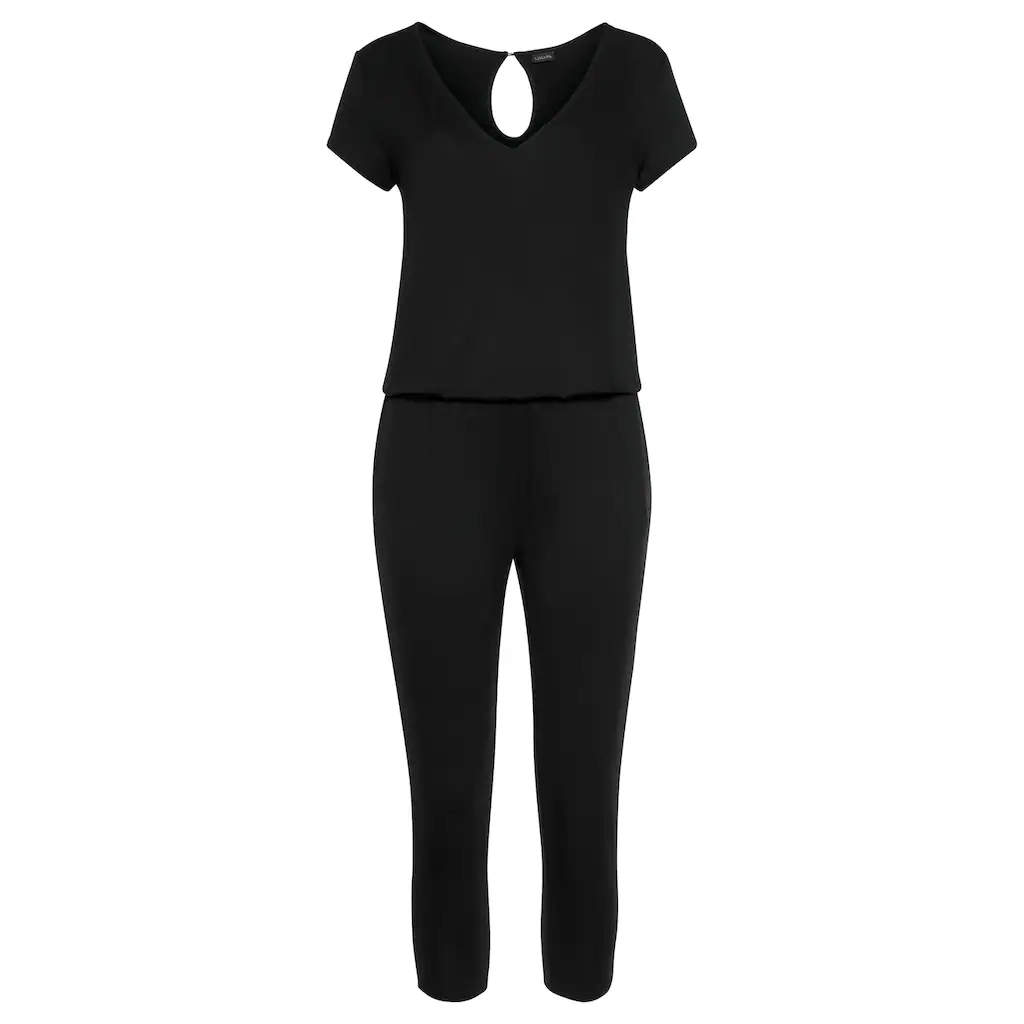 LASCANA 7/8-Overall mit V-Ausschnitt kurzärmliger Jumpsuit Basic Blitzangebot