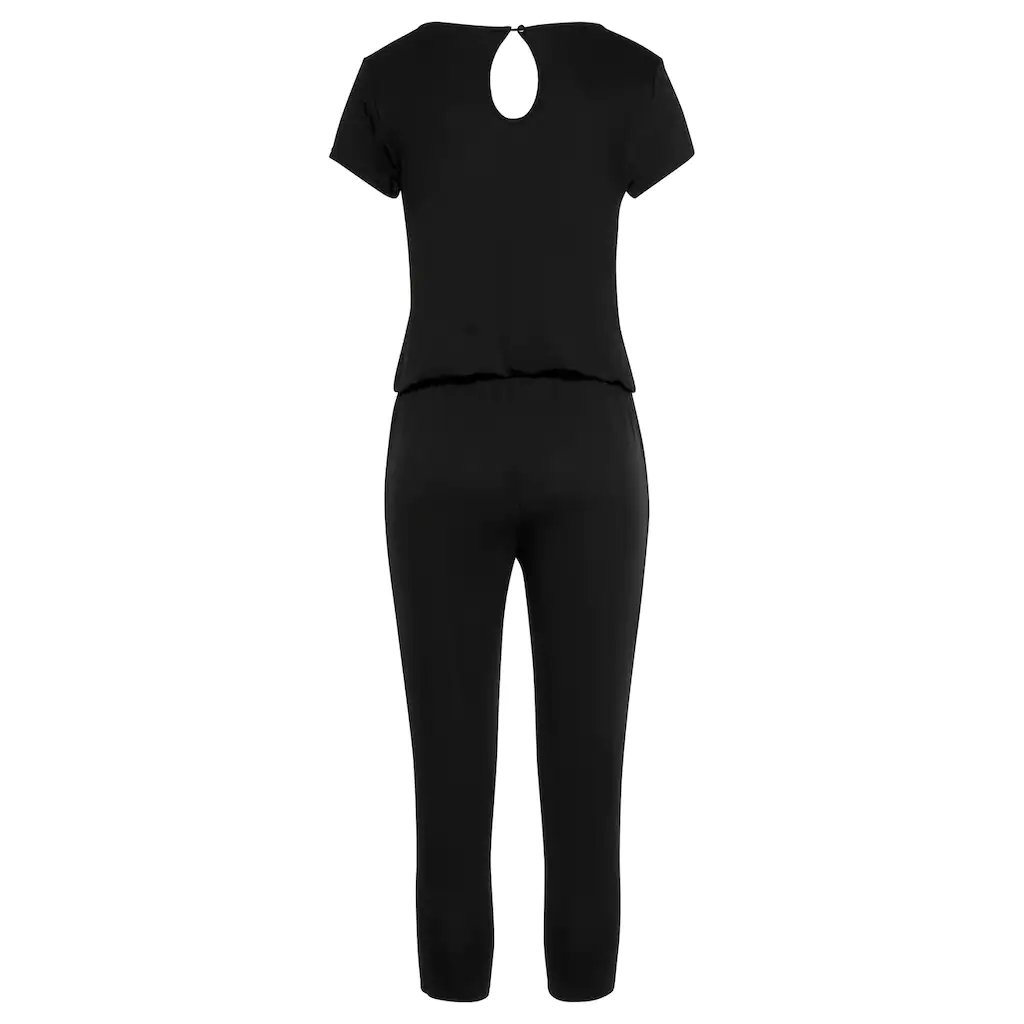 LASCANA 7/8-Overall mit V-Ausschnitt kurzärmliger Jumpsuit Basic Blitzangebot
