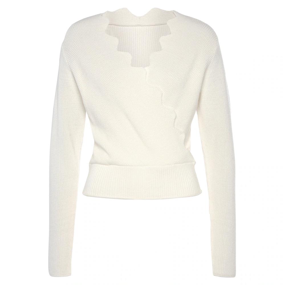 LASCANA Strickpullover mit Wellenkante modischer Damenpullover mit besonderem Ausschnitt Große Rabatte